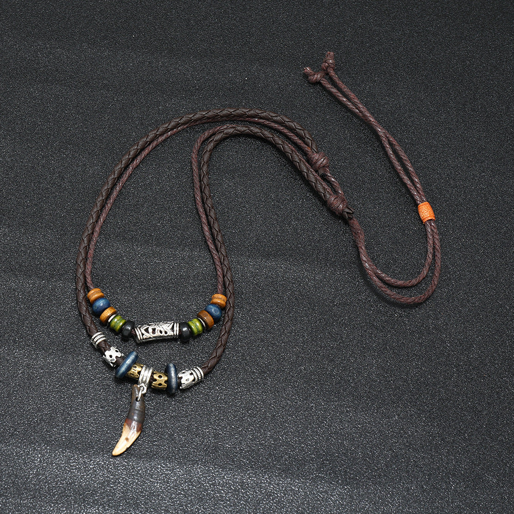 Wholesale Ethnic Style Retro Element Dog Tooth Men's Necklace ACC-NE-Saih001