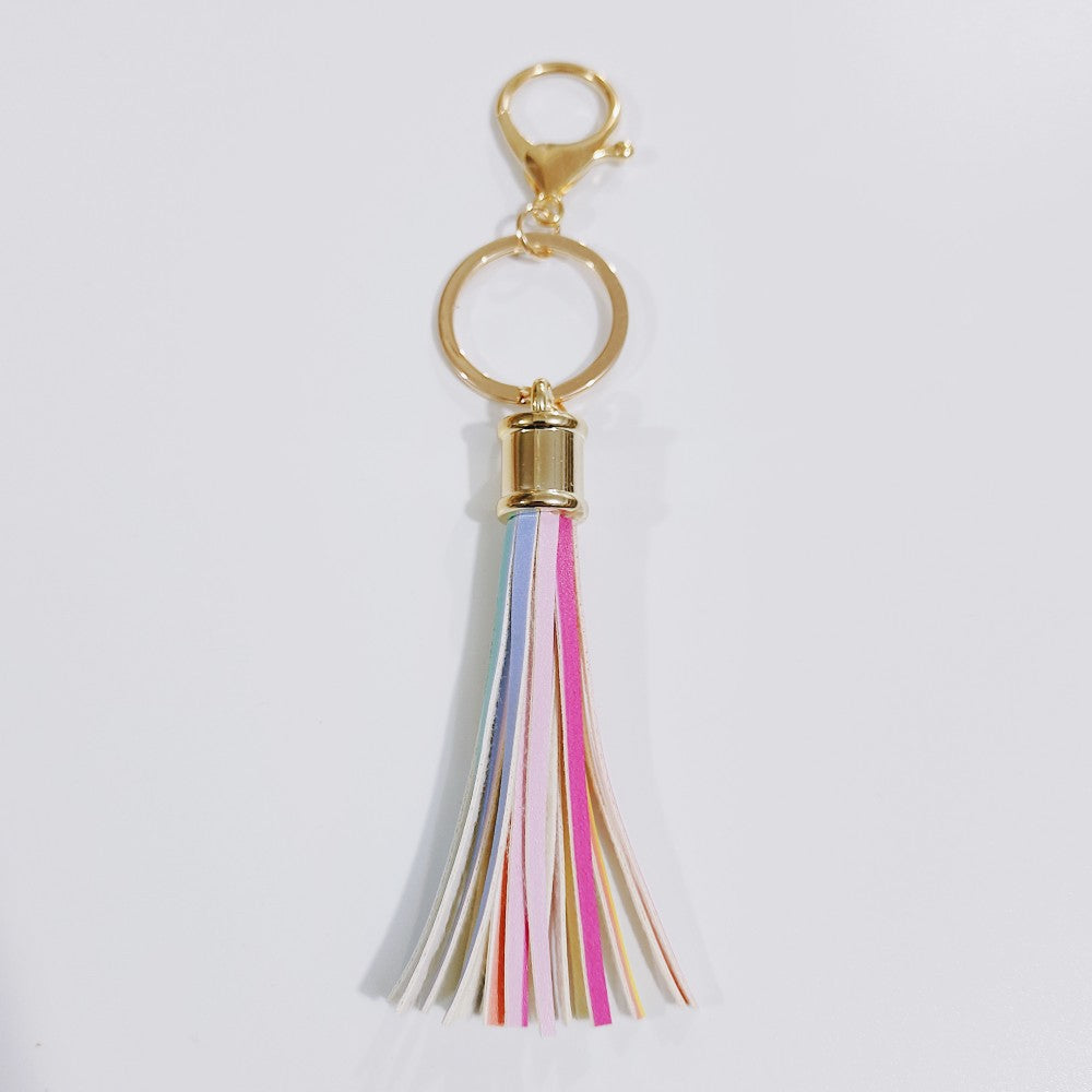 Wholesale Leopard Color Leather Tassel Keychain