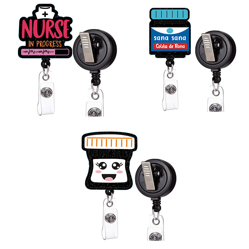 Wholesale DIY  Ghost Badge Clip Retractable ID Card Holder Acrylic Resale Accessory