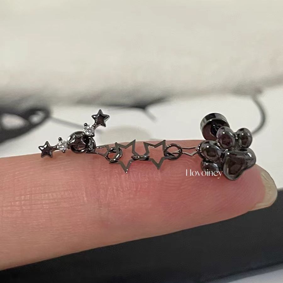 Wholesale cat claw star chain ear bone stud double earrings