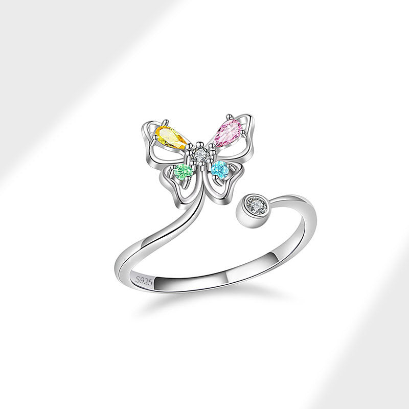 Wholesale 925 sterling silver sparkling colored diamond butterfly earrings