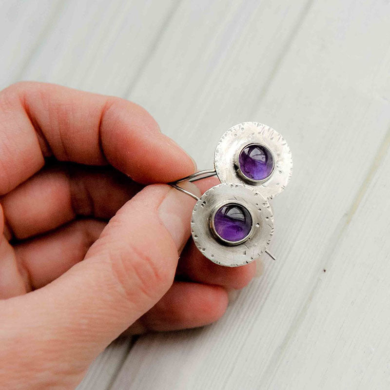 Wholesale  Round Blue Earrings Purple Moonstone Jewelry