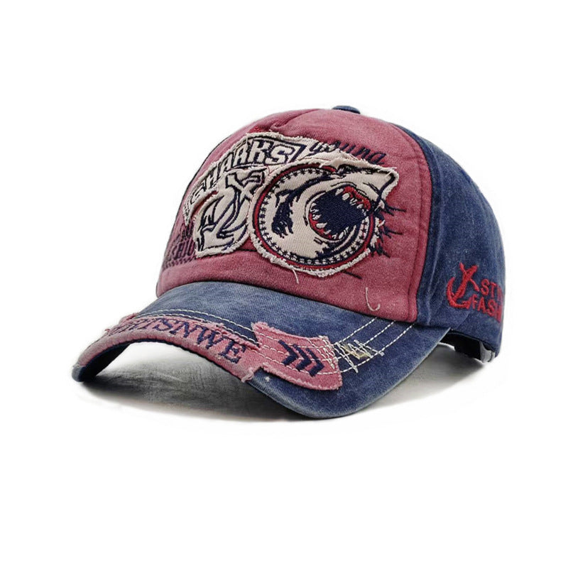 Wholesale Letter Shark Hat Denim Embroidery Baseball Cap