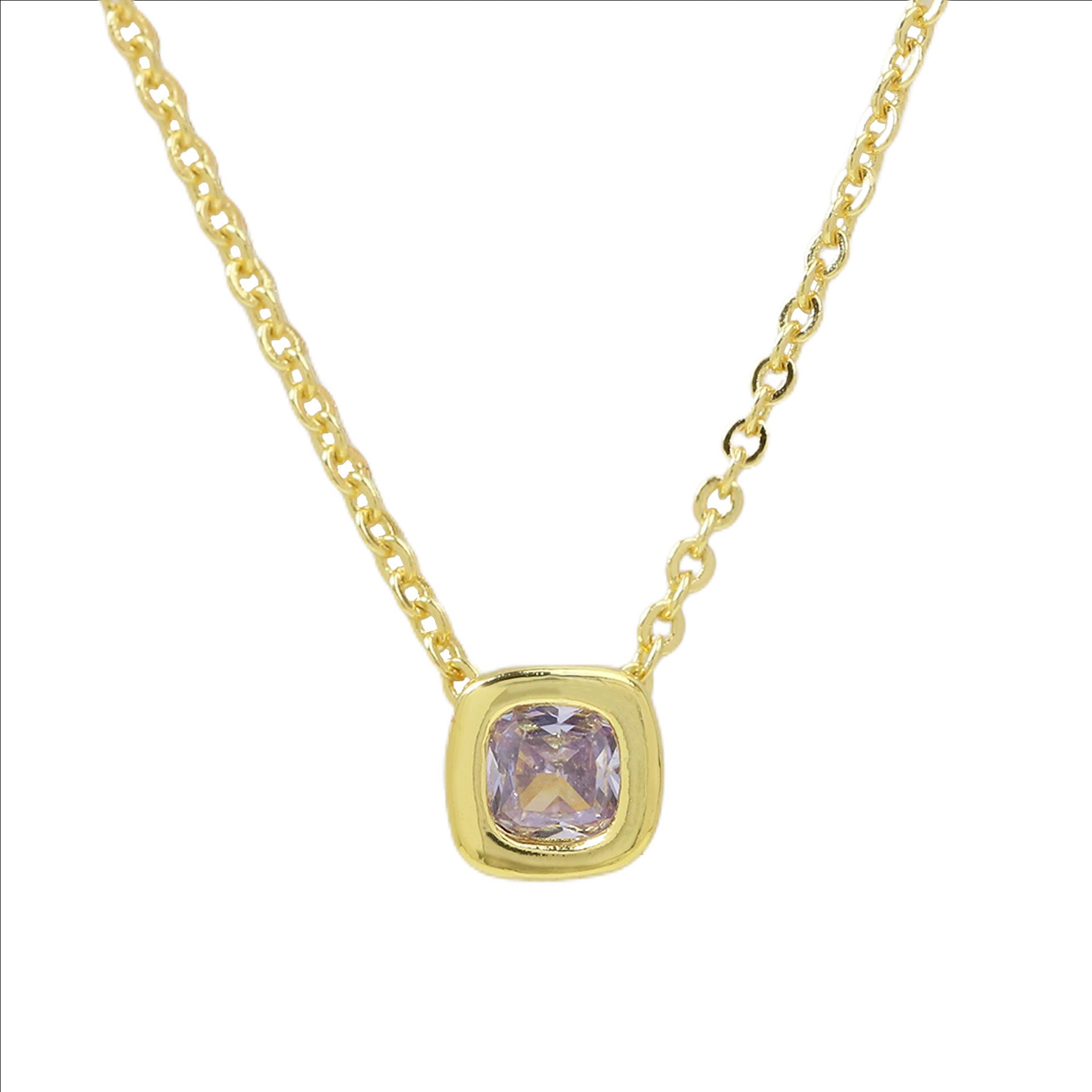 Wholesale Colorful geometric square zircon clavicle pendant necklace