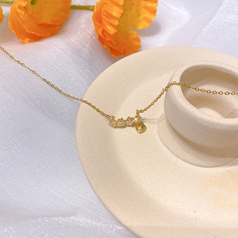 Wholesale Electroplated Titanium Steel Necklace Micro-embedded Clavicle Chain Choker Necklace ACC-NE-Xiyue003