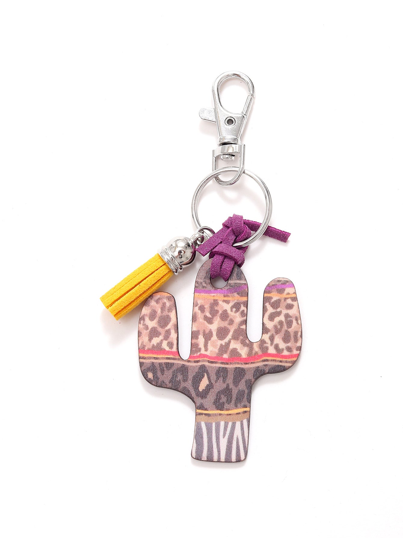 Wholesale Wooden Cactus Keychain Leopard Flower Rainbow Sunflower Keychains