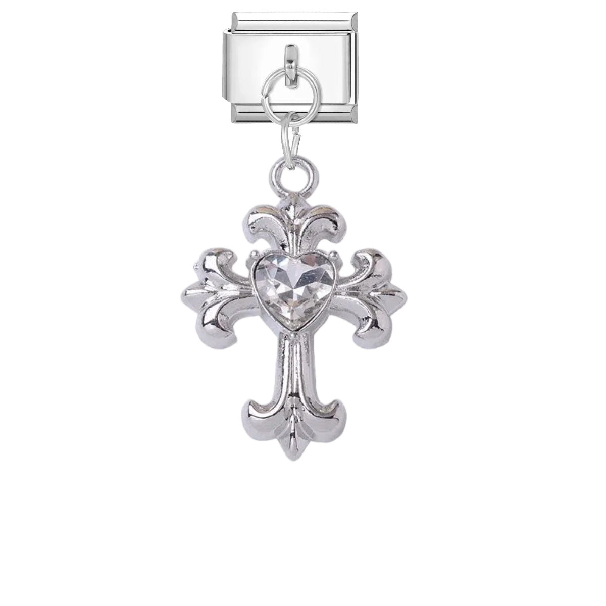 Wholesale Stylish DIY Charm Pendant for Bracelet Watch Strap - Titanium Steel Enamel Butterfly Cross Rhinestone Jewelry Accessory