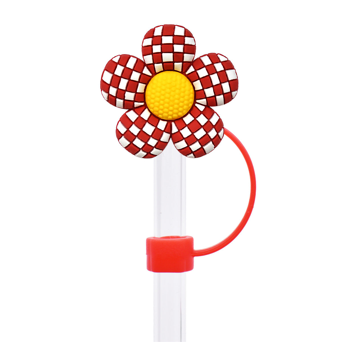 Wholesale Random 100pcs Flower Series 10mm PVC Soft Straw Tube Cap