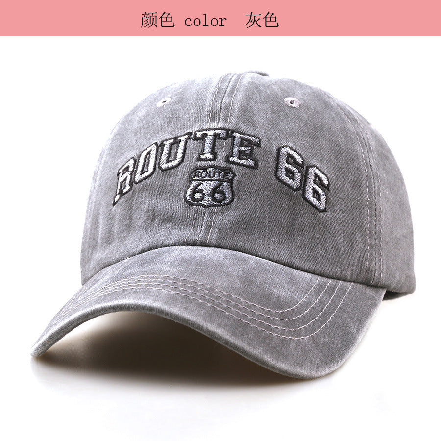 Wholesale Stylish Black Baseball Cap with Route 66 Letter Embroidery,  Outdoor Sun Protection Hat for Sports,  All-Season Casual,  Boutique Resale