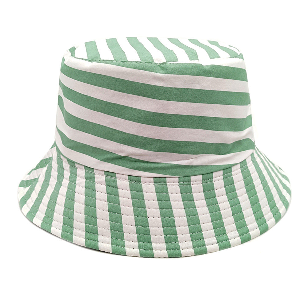 Wholesale Striped Printed Simple Outdoor Sunscreen Hat Bucket Hat