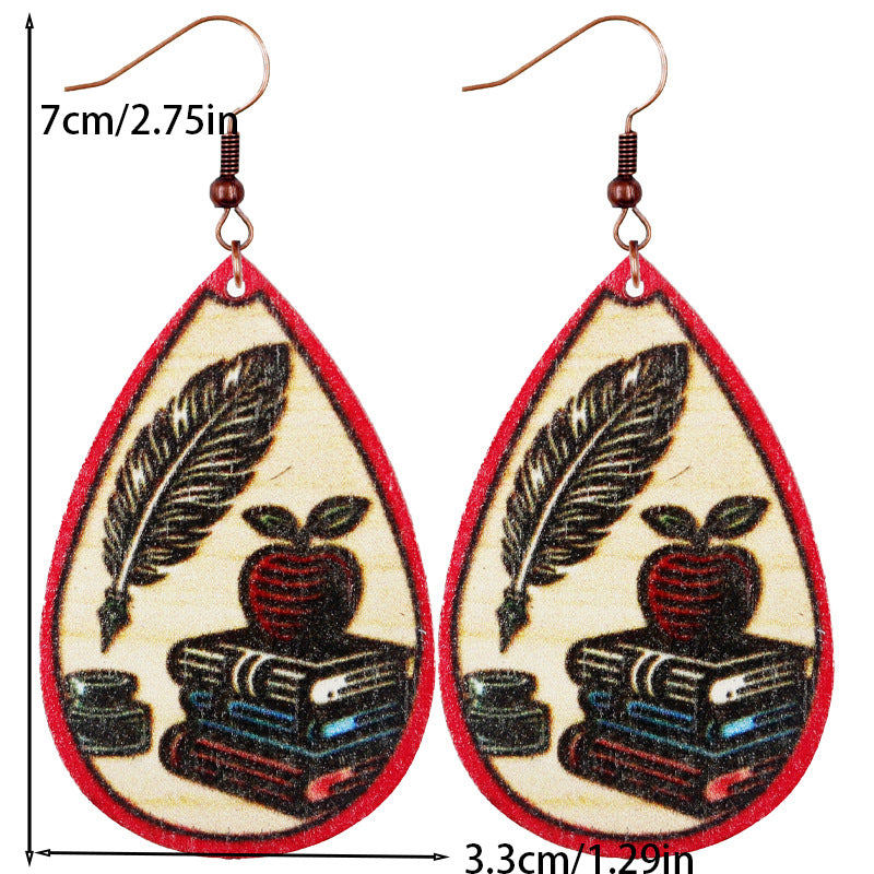 Wholesale Graduation Season Back To School Season Wood Earrings ACC-ES-WeiAn009