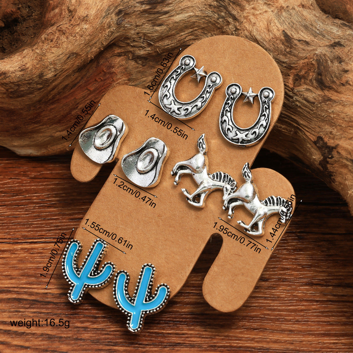 Wholesale Turquoise Cactus Four-Piece Earring Set