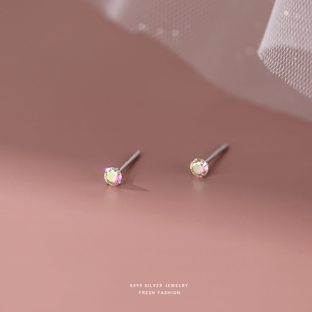 Wholesale s999 Foot Silver Magic Color Zircon Earrings