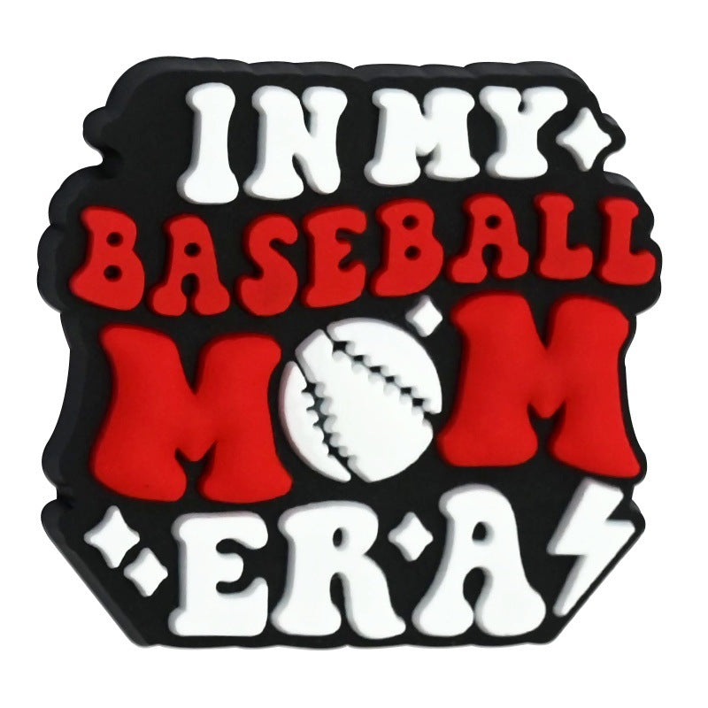 Wholesale 100pcs randomly Baseball series PVC soft rubber double-sided perforated cartoon bead ornaments