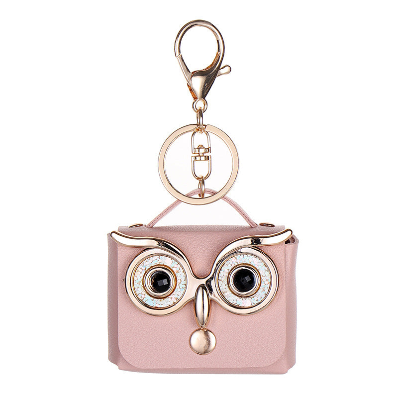 Wholesale Trendy Owl Faux Leather Coin Purse With Keychain Cute Earphone Bag For Women Boutique Resale Accessory