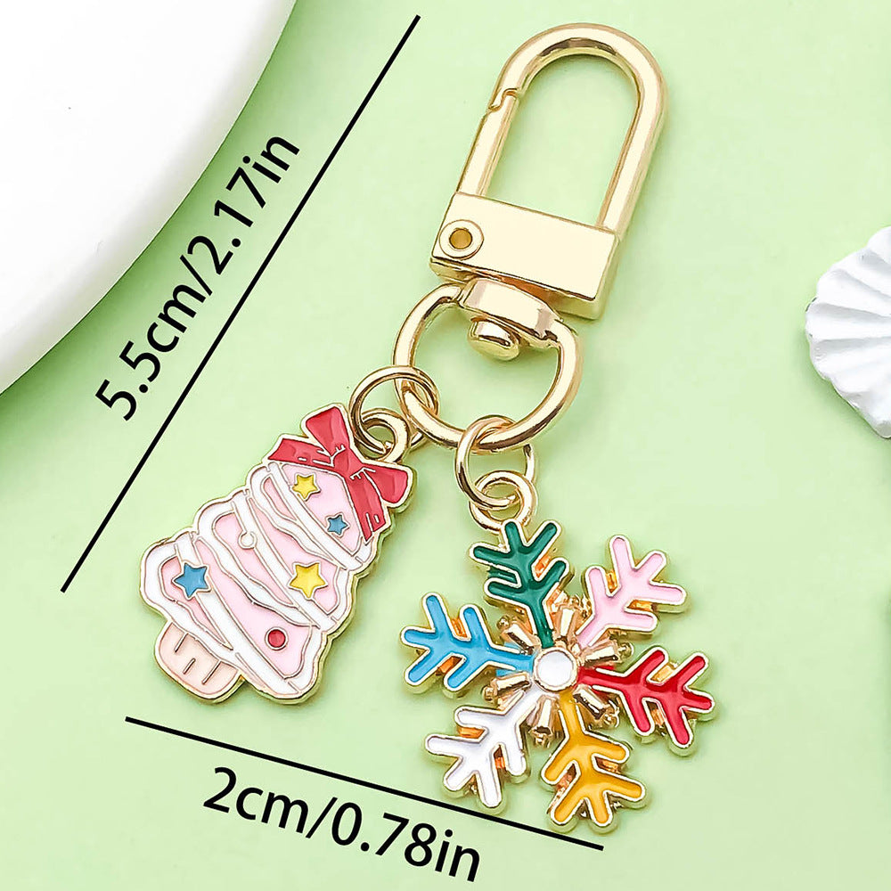 Wholesale Christmas oil drop alloy  snowman bell  keychain