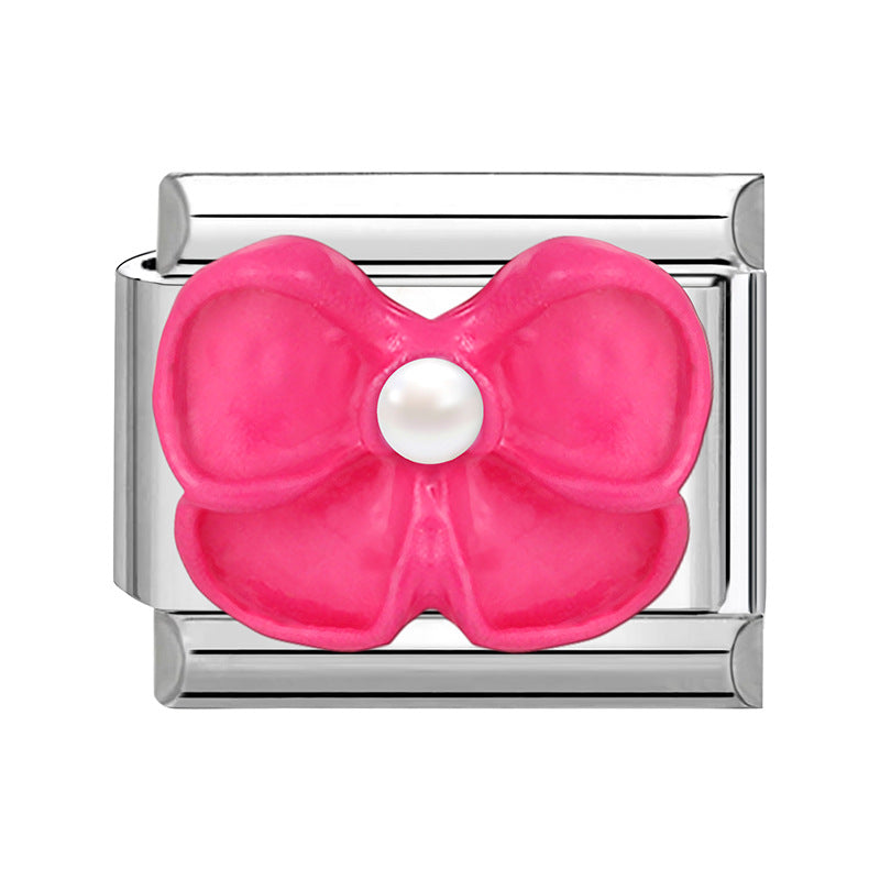 Wholesale Italian Charm Bracelet 9mm DIY Splicing Bow Patch Stainless Steel Composable Bracelet