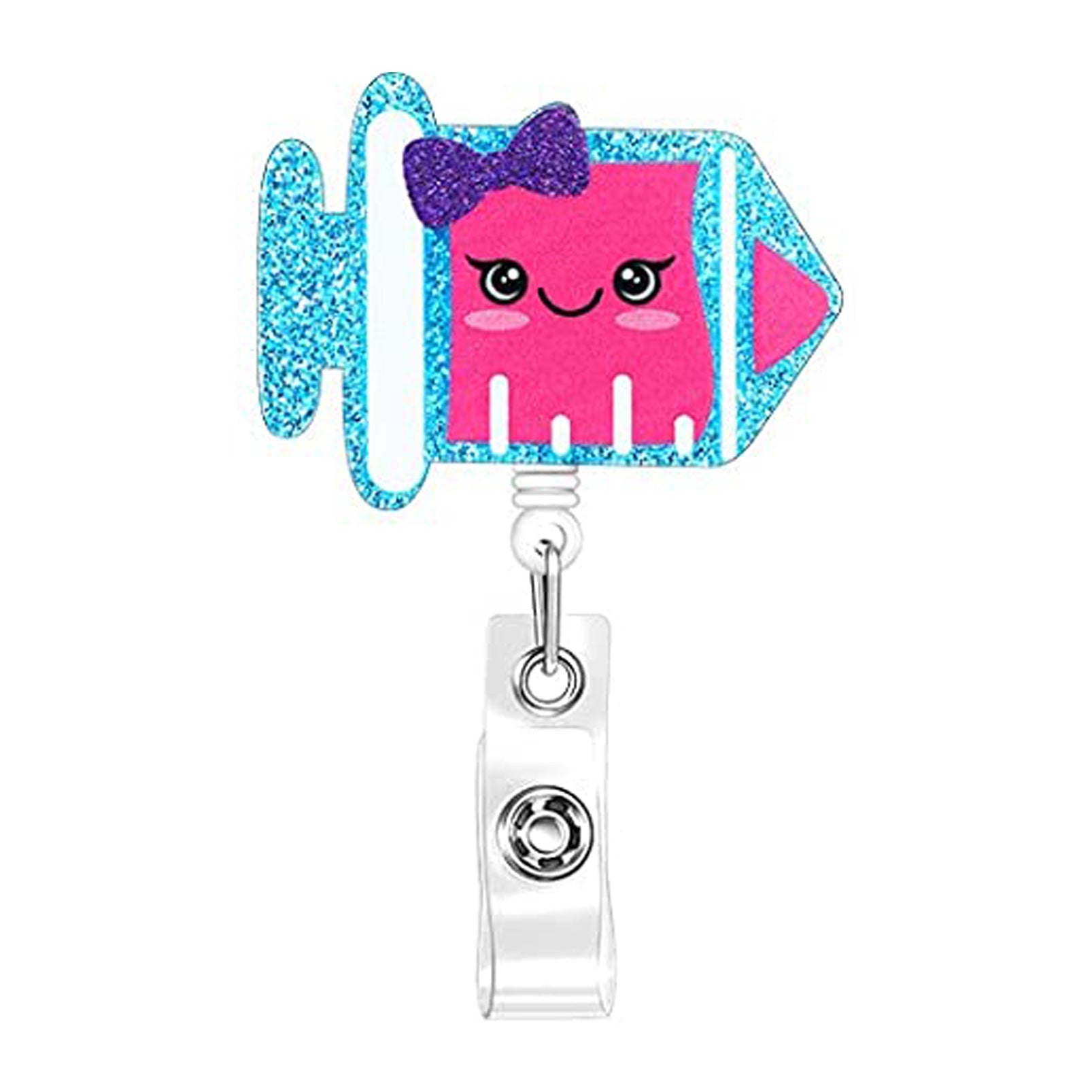 Wholesale Badge Reels Glitter Acrylic Doctor Nurse Rainbow Retractable Keychain