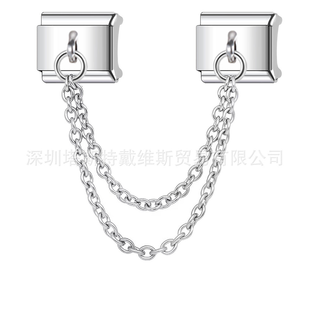 Wholesale 9mm Italian Charm Starter Bracelets DIY square Single Section Creative Stainless Steel Composable Bracelet