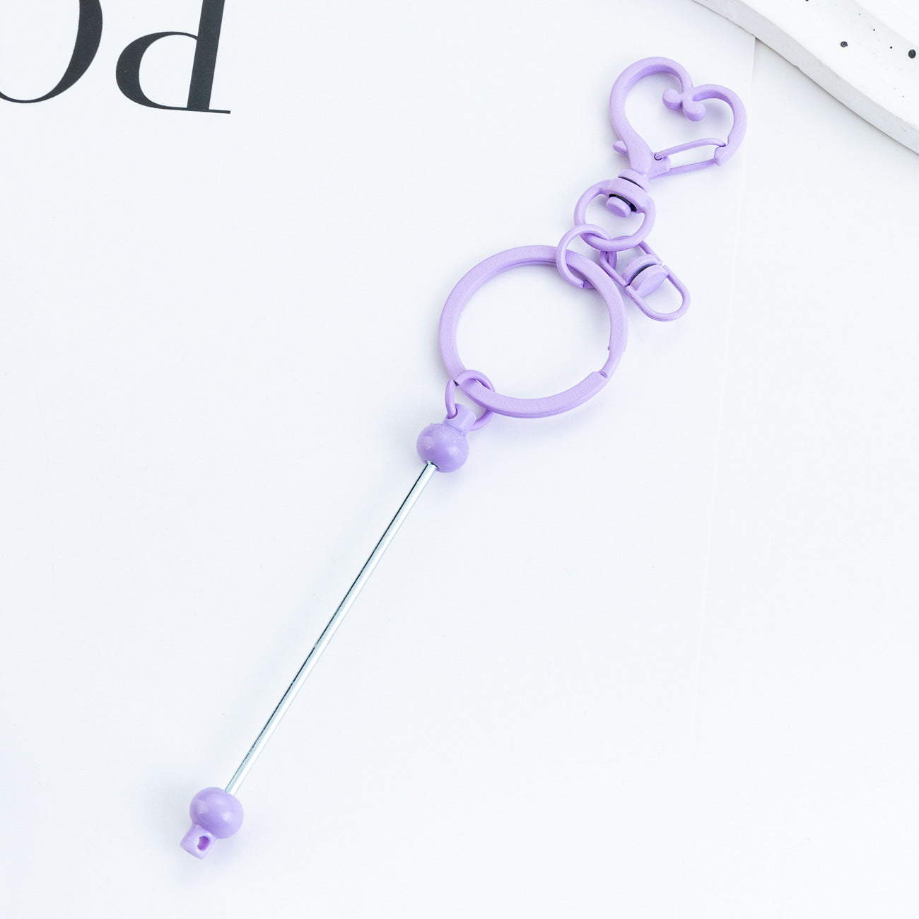 Wholesale DIY Beaded Heart Keychain Pendant Beadable Keychains