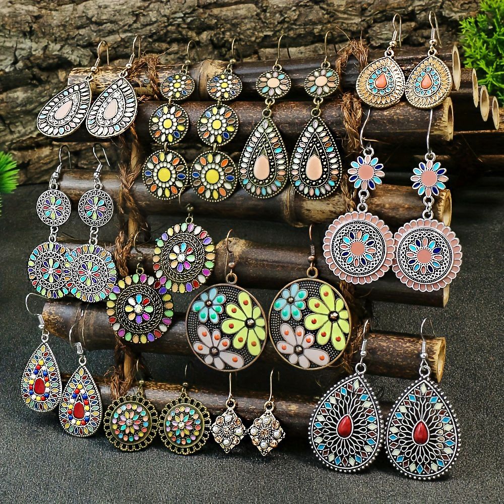 Wholesale Bohemian Ethnic Geometric Drop Earrings Zinc Alloy Fashion Accessory for Boutique Resale