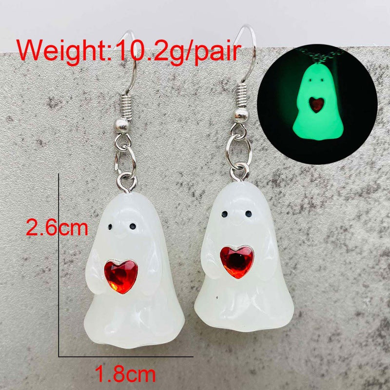 Wholesale  3D Glow Ghost Pumpkin Candy Earrings Fashion Accessory Gift