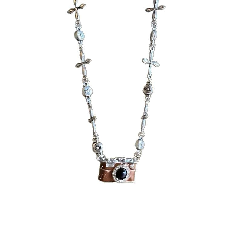 Wholesale  Retro Brown Camera Pearl Ceramic Necklace