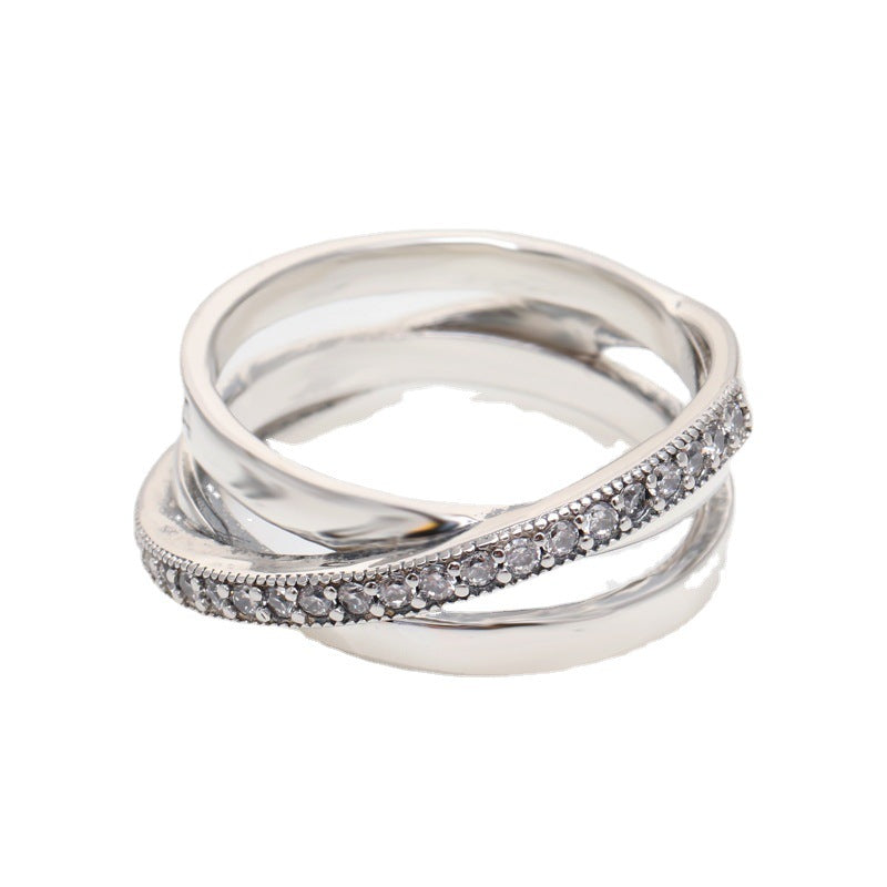 Wholesale Pave Interwoven Triple Band Ring