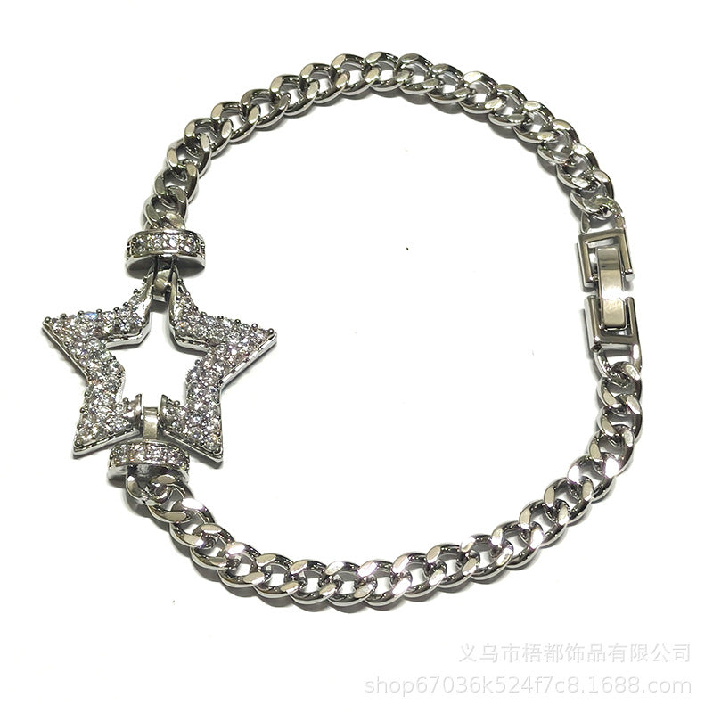 Wholesale Star Cuban Bracelet Copper Gold Plated Fashion Jewelry Accessory for Women