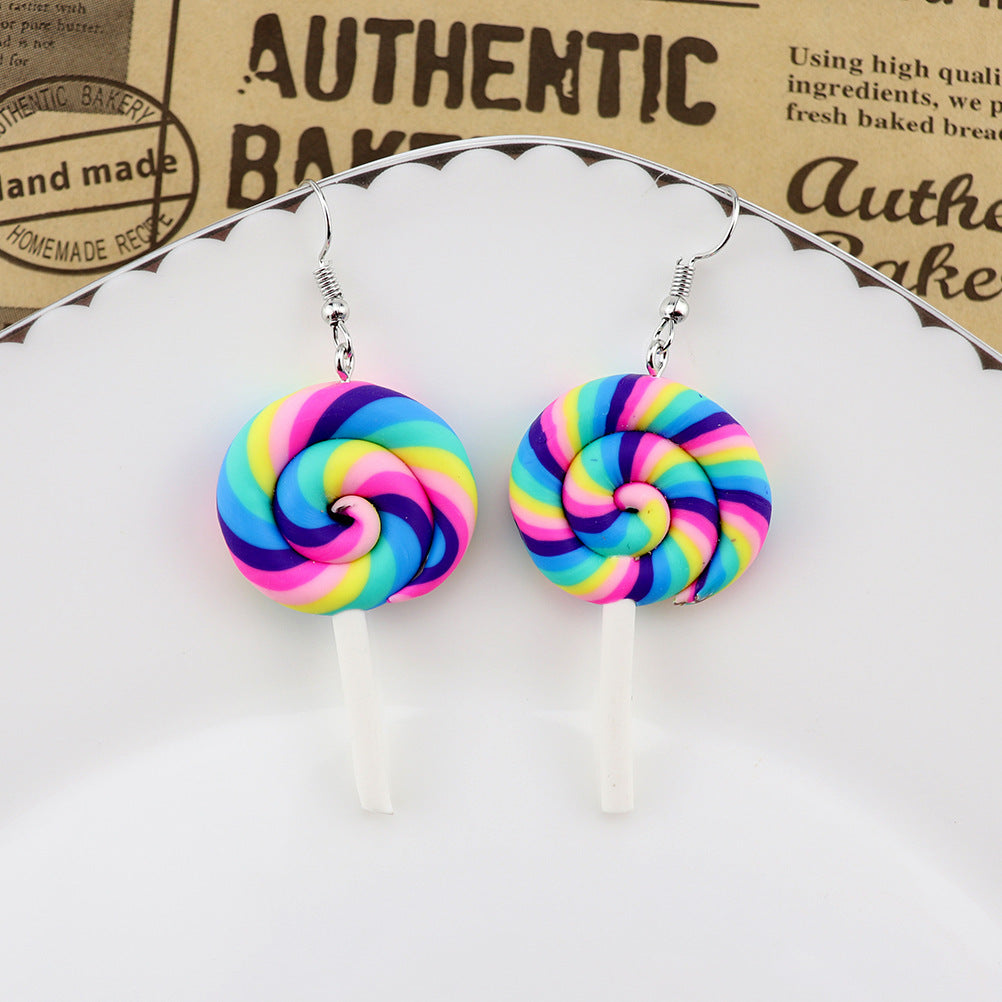 Wholesale  personality cute  soft pottery lollipop earrings