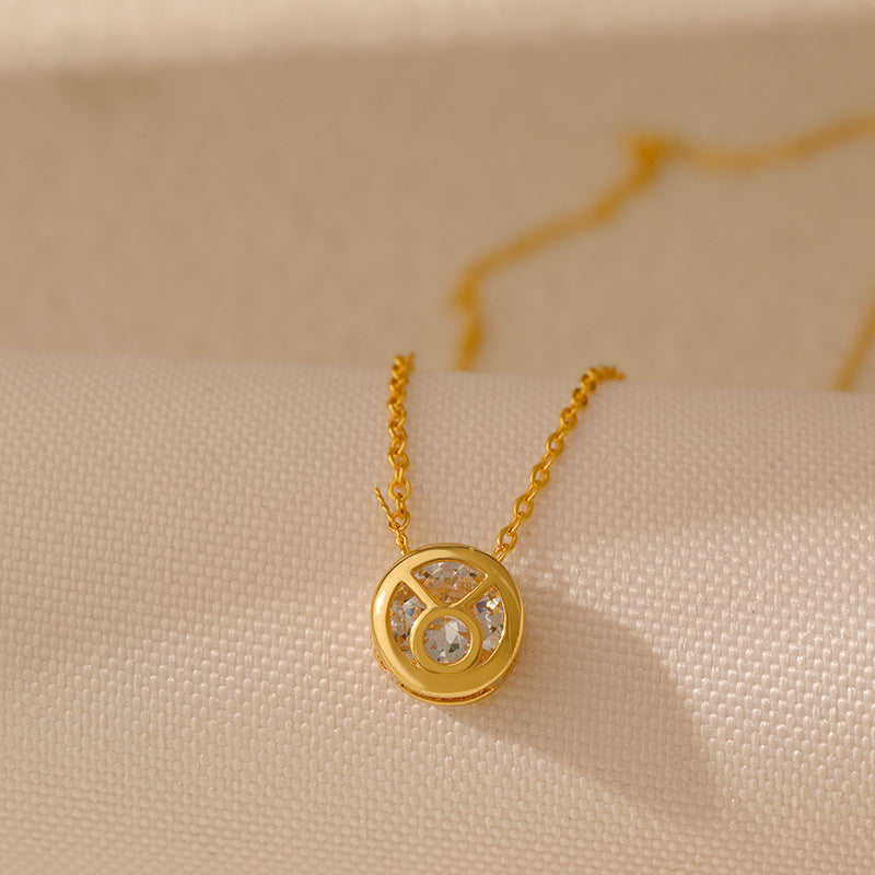 Wholesale Stainless steel Double-sided Hollow Twelve Constellations Necklace