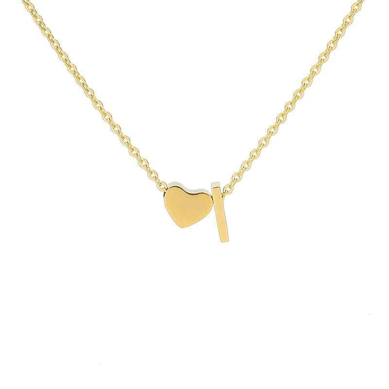 Wholesale Trendy Heart Letter Love Necklace Titanium Steel Gold Inlaid Fashion Jewelry Accessory