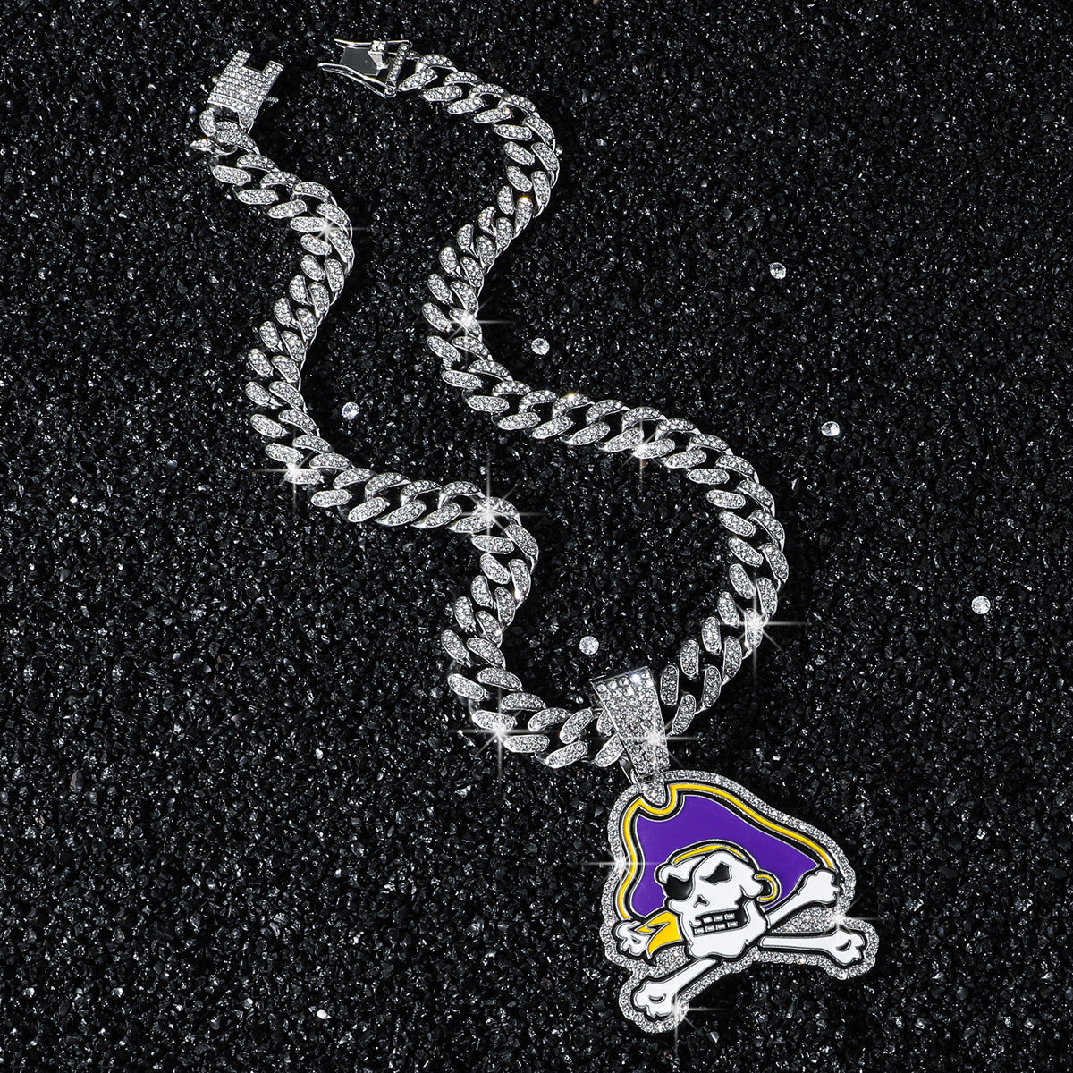 Wholesale Electroplated Zinc Alloy Men' s Hip-hop Diamond-cut Chain Pendant Necklace Fashion Accessory