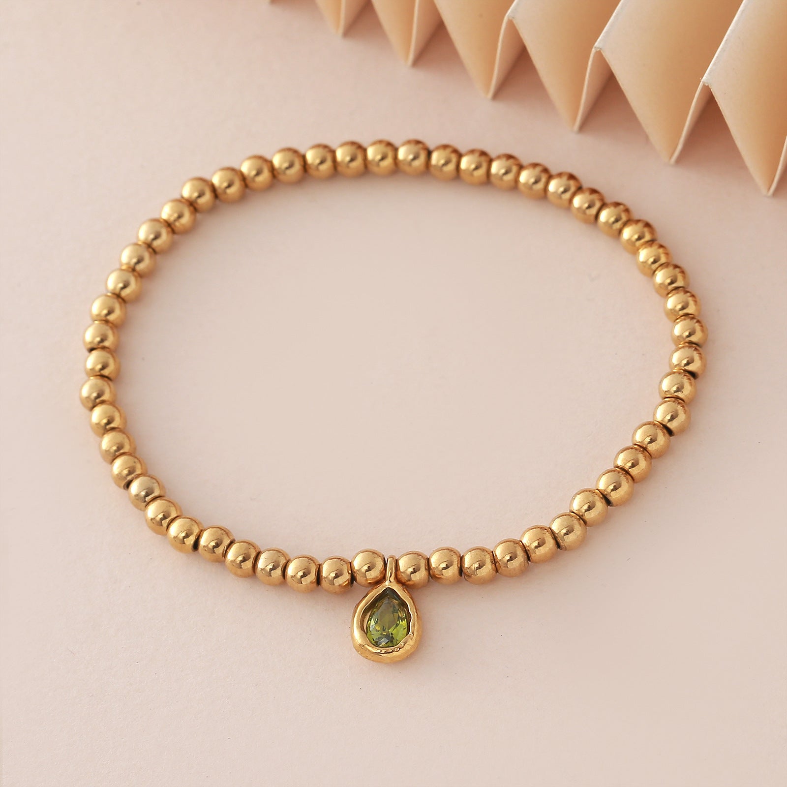 Wholesale Stainless steel birthstone colored zircon round bead chain