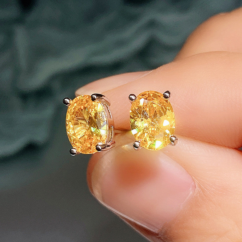 Wholesale Simple Oval Brilliant Zircon Earrings