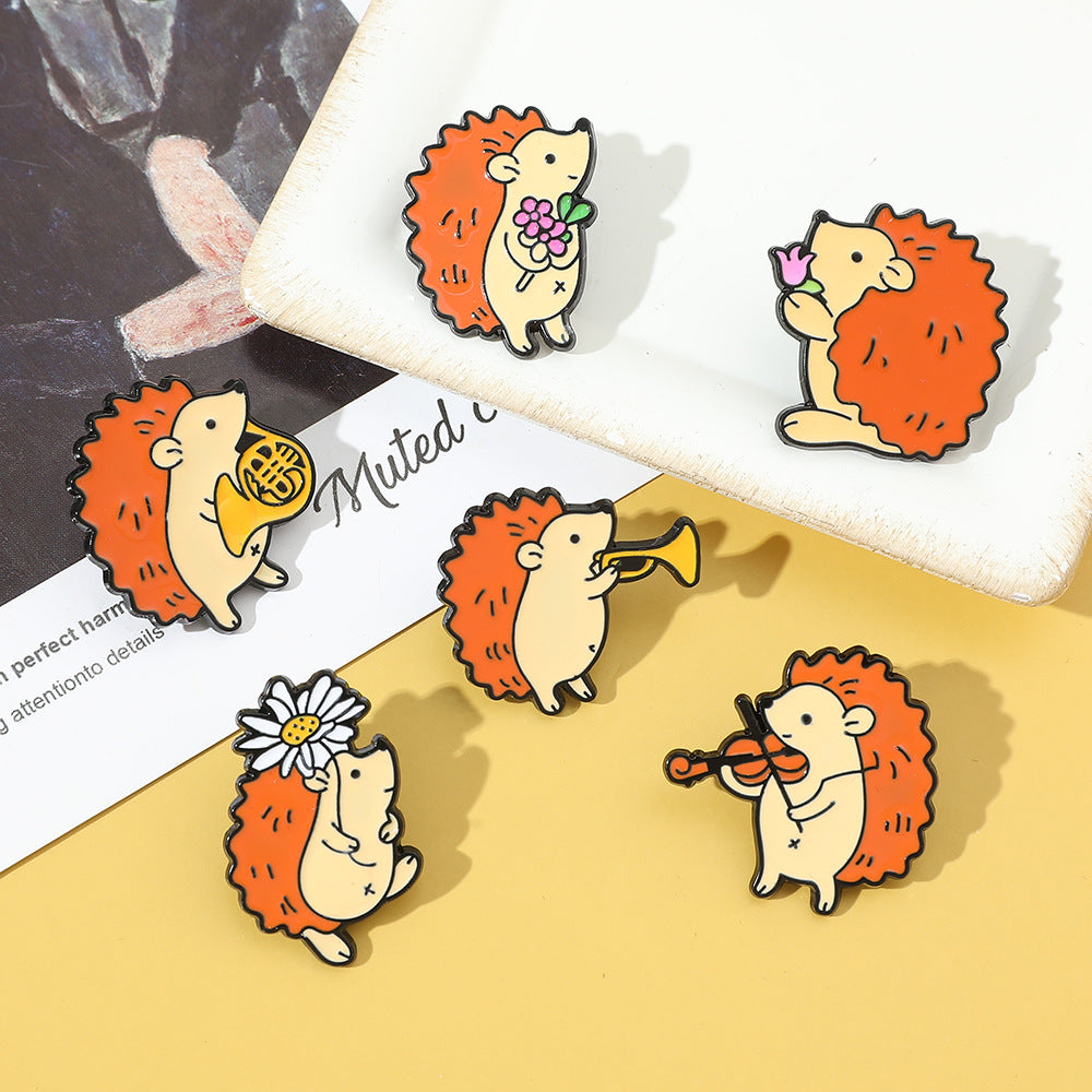 Wholesale Cartoon cute hedgehog metal badge brooch