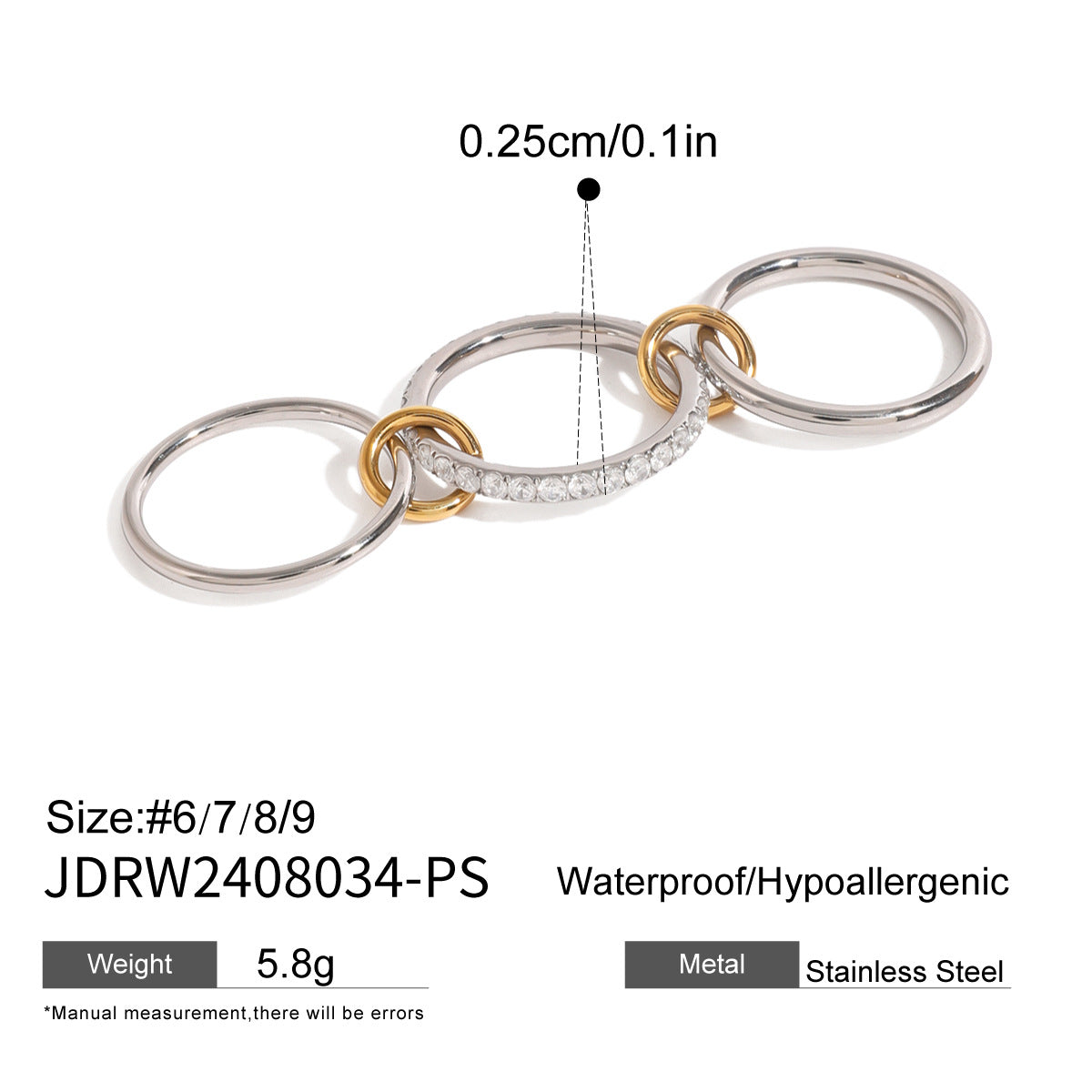 Wholesale Stainless Steel Stacked Pearl Ring