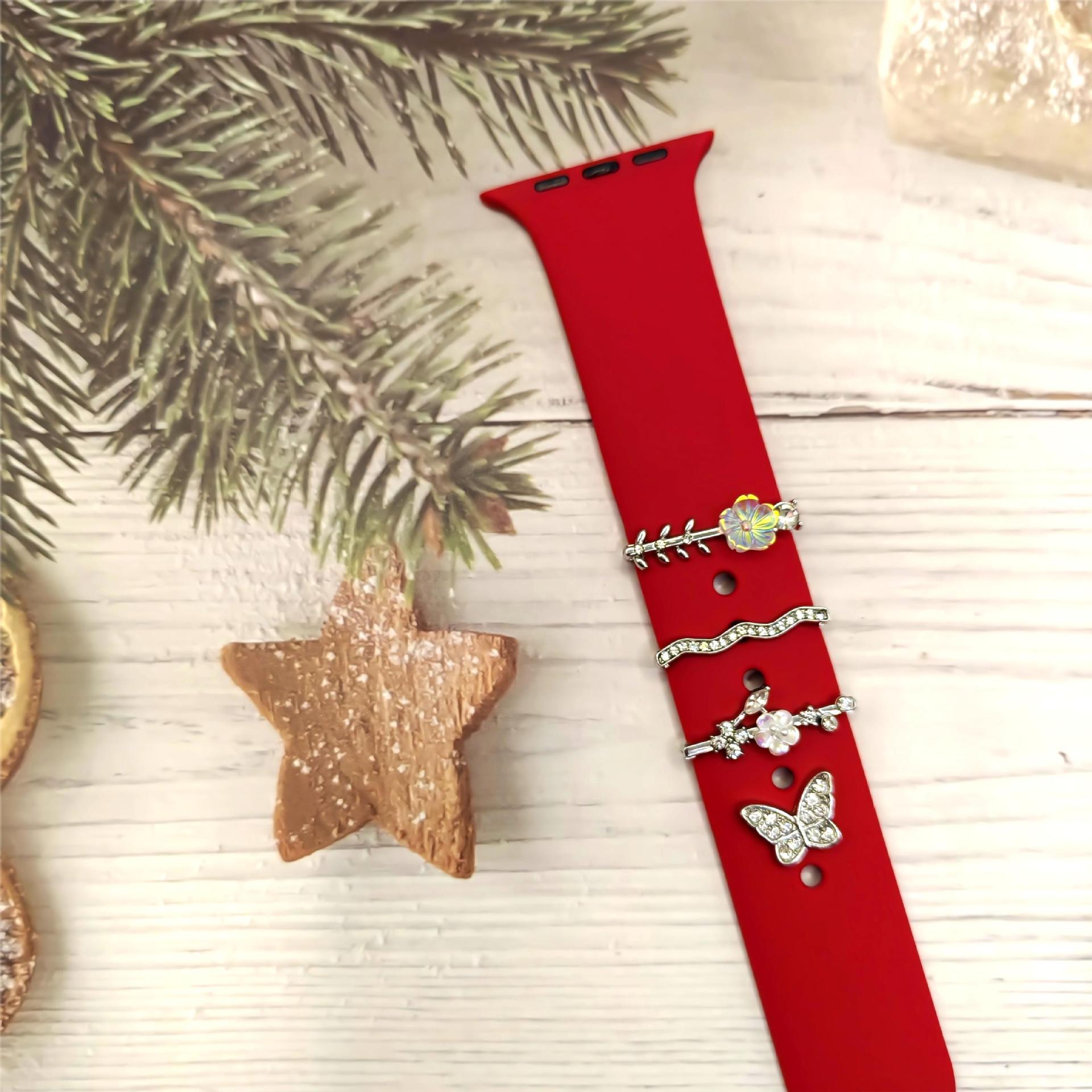 Wholesale Branch and butterfly decorative ring with rhinestone studs - a hot-selling cross-border watch strap accessory,  fashionable and versatile DIY rhinestone set.