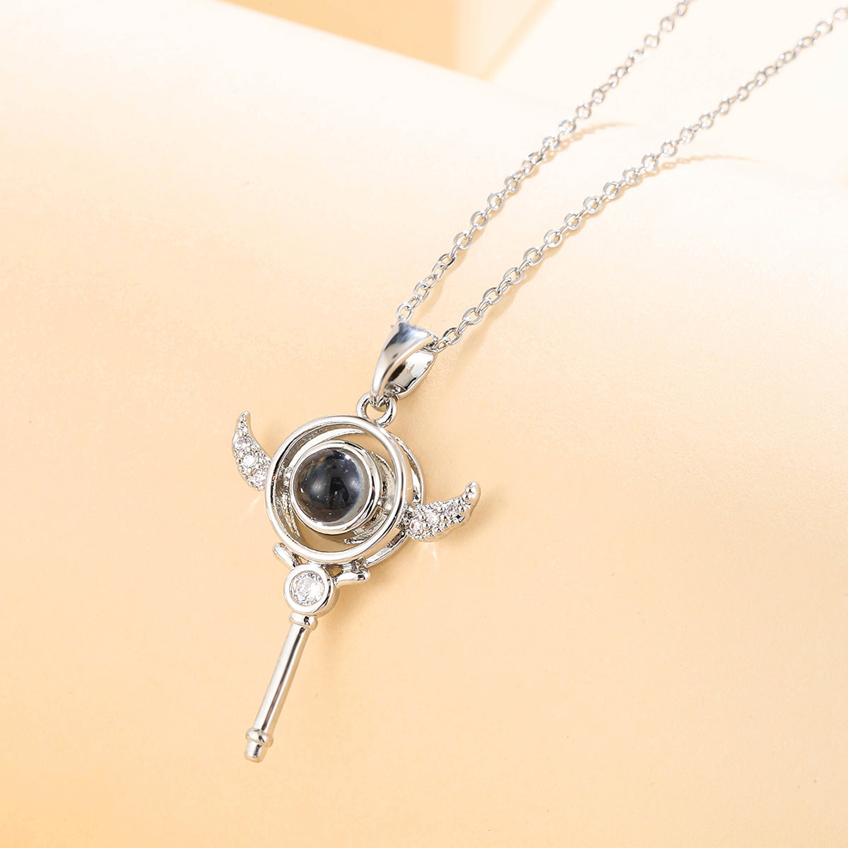 Wholesale silver Gold Titanium Steel Moon Necklace