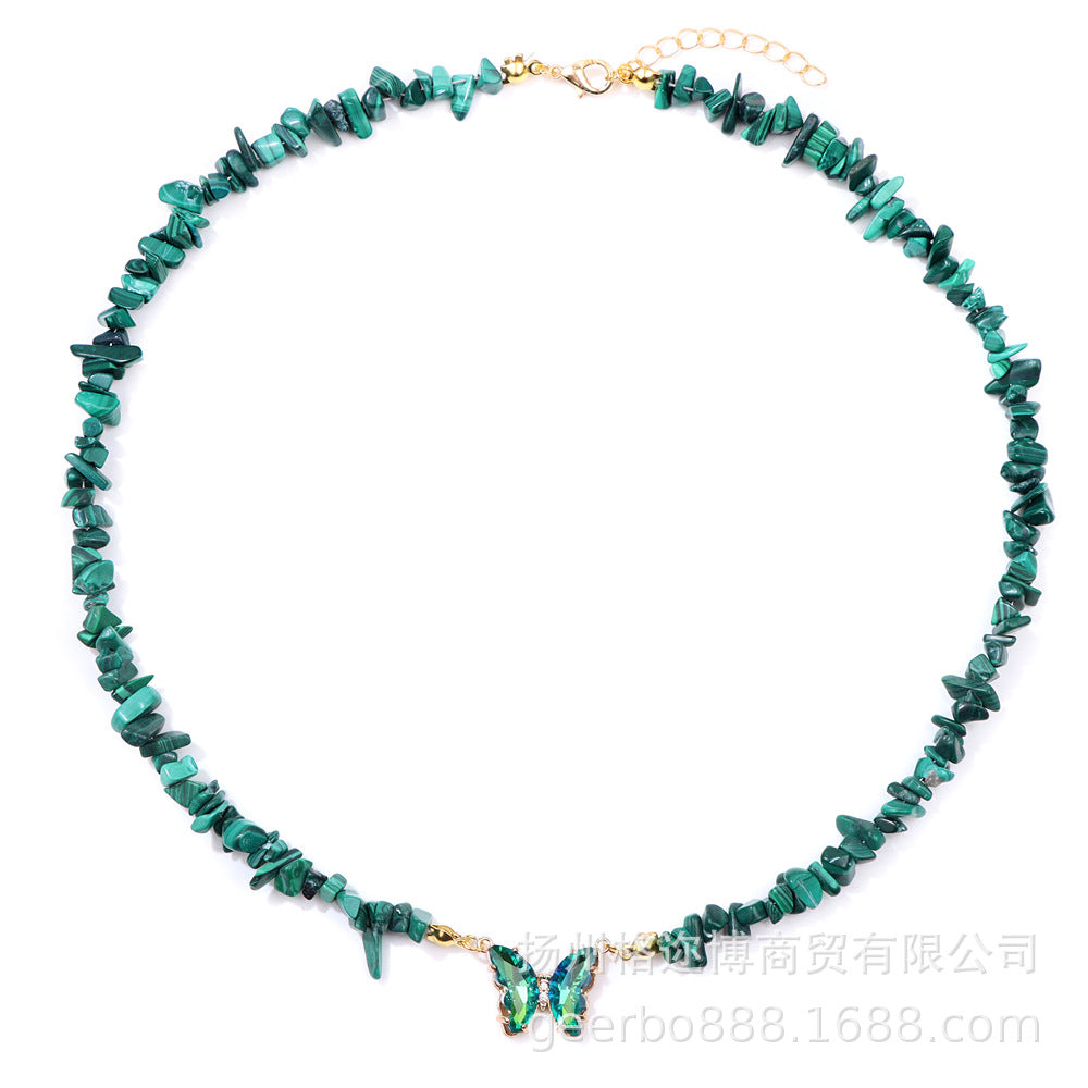 Wholesale Natural Color Stone Handmade Crystal Butterfly Pendant Necklaces ACC-NE-GEB001