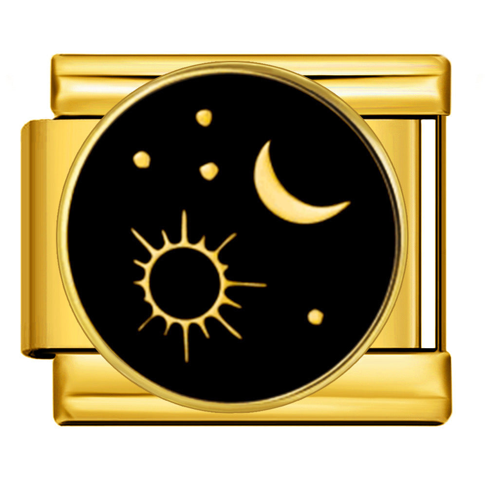 Wholesale 5pcs Italian Charm Bracelet 9mm DIY Splicing Black Gold Stainless Steel Composable Bracelet