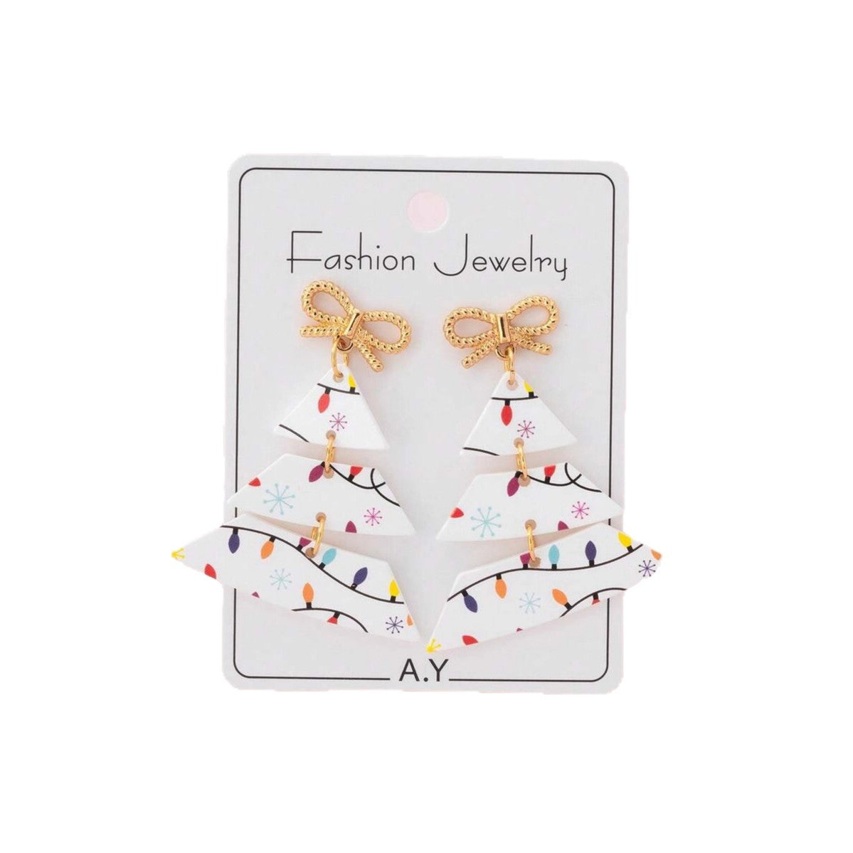 Wholesale Christmas  Print Colorful Panel  Earrings
