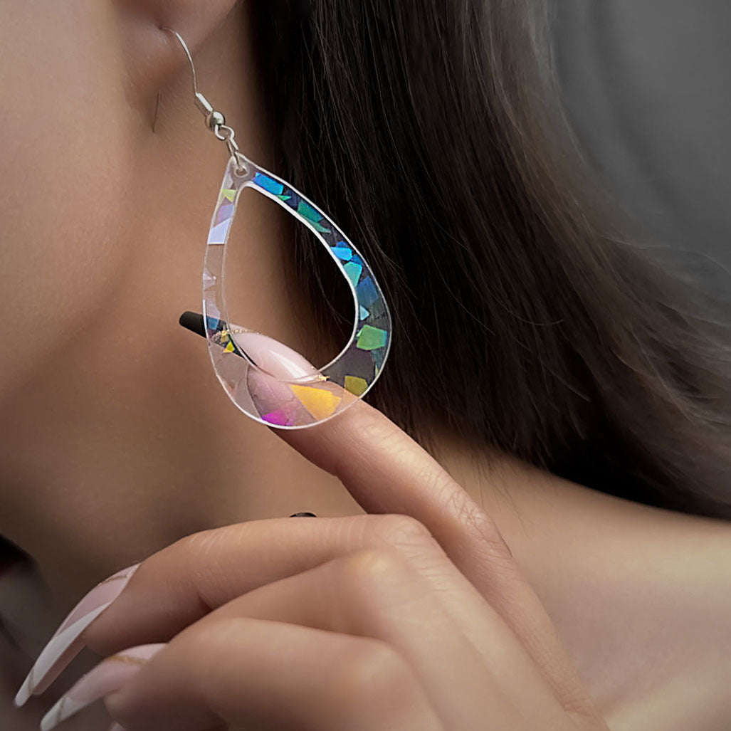 Wholesale Acrylic earrings geometric teardrop-shaped transparent earrings