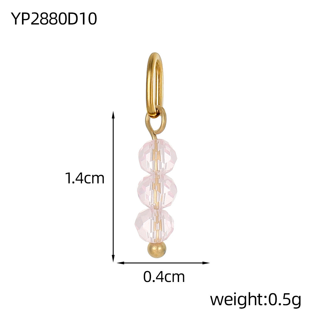 Wholesale Stainless steel with oval circle three beads beaded DIY pendant