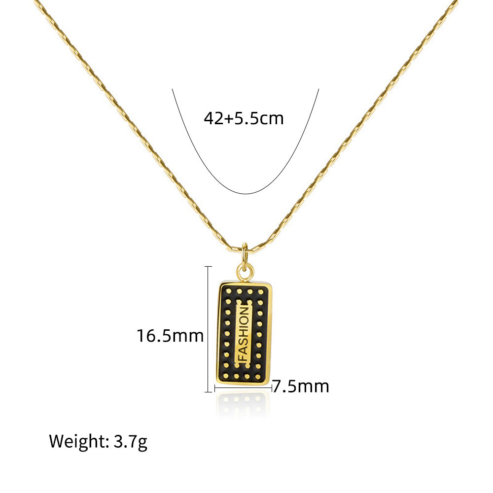 Wholesale  oil dripping necklace moon pattern titanium steel gold-plated necklace
