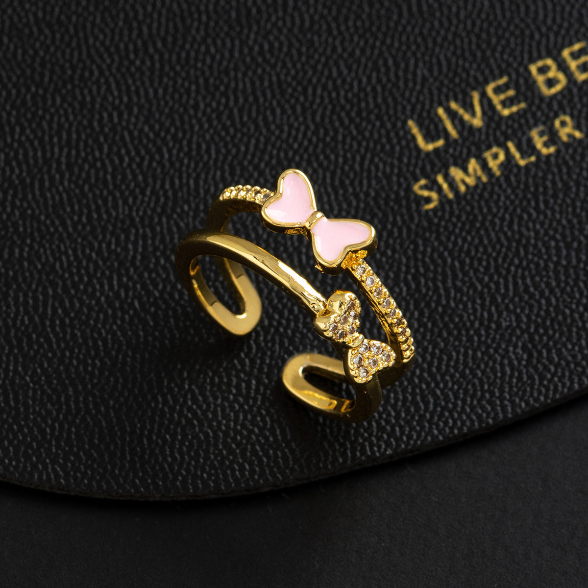 Wholesale Stylish Butterfly Ring Copper Zircon Adjustable Finger Ring Fashion Jewelry Accessory For Resale