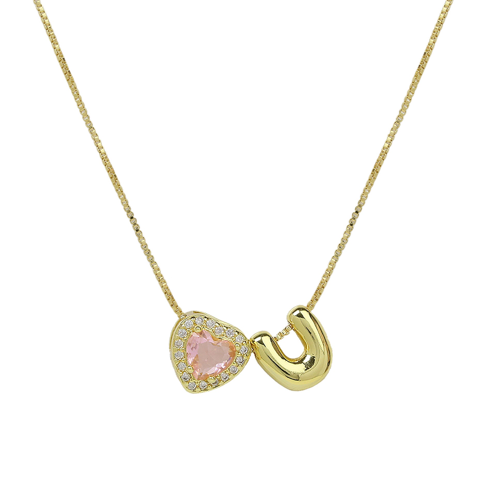 Wholesale Cute bubble 26 English letters love heart clavicle necklace