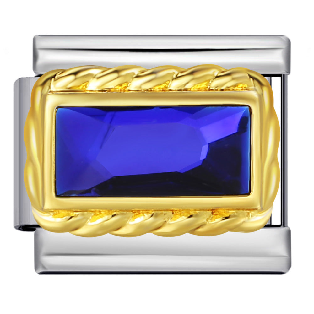 Wholesale Italian Charm Bracelet 9mm DIY Splicing Colored Zirconia Stainless Steel Composable Bracelet