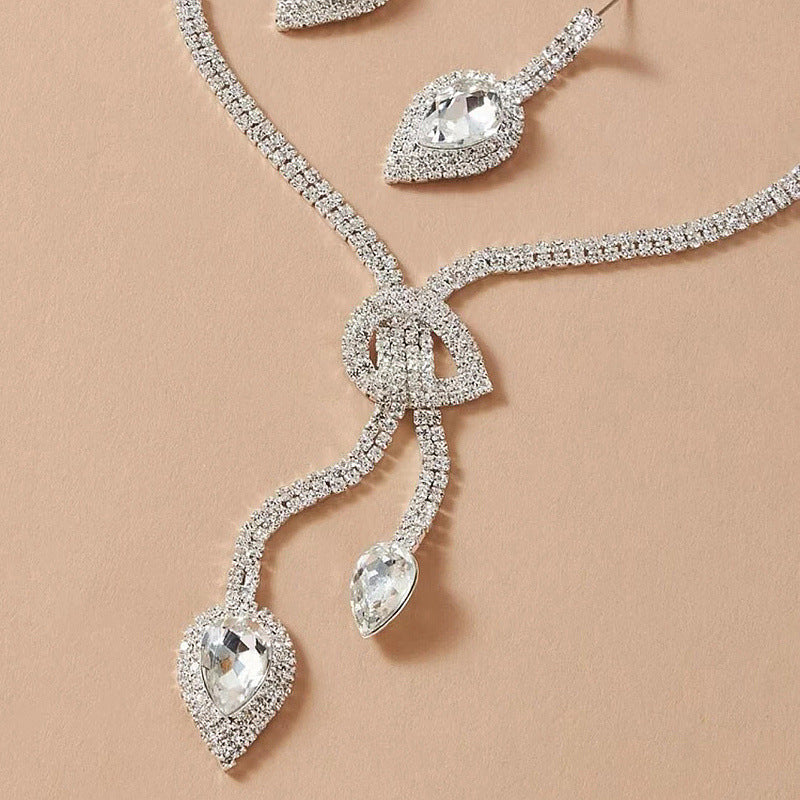 Wholesale  rhinestone crystal water drop necklace earrings set