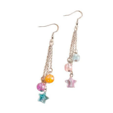 Wholesale  colorful beads earrings colorful gravel long tassel earrings